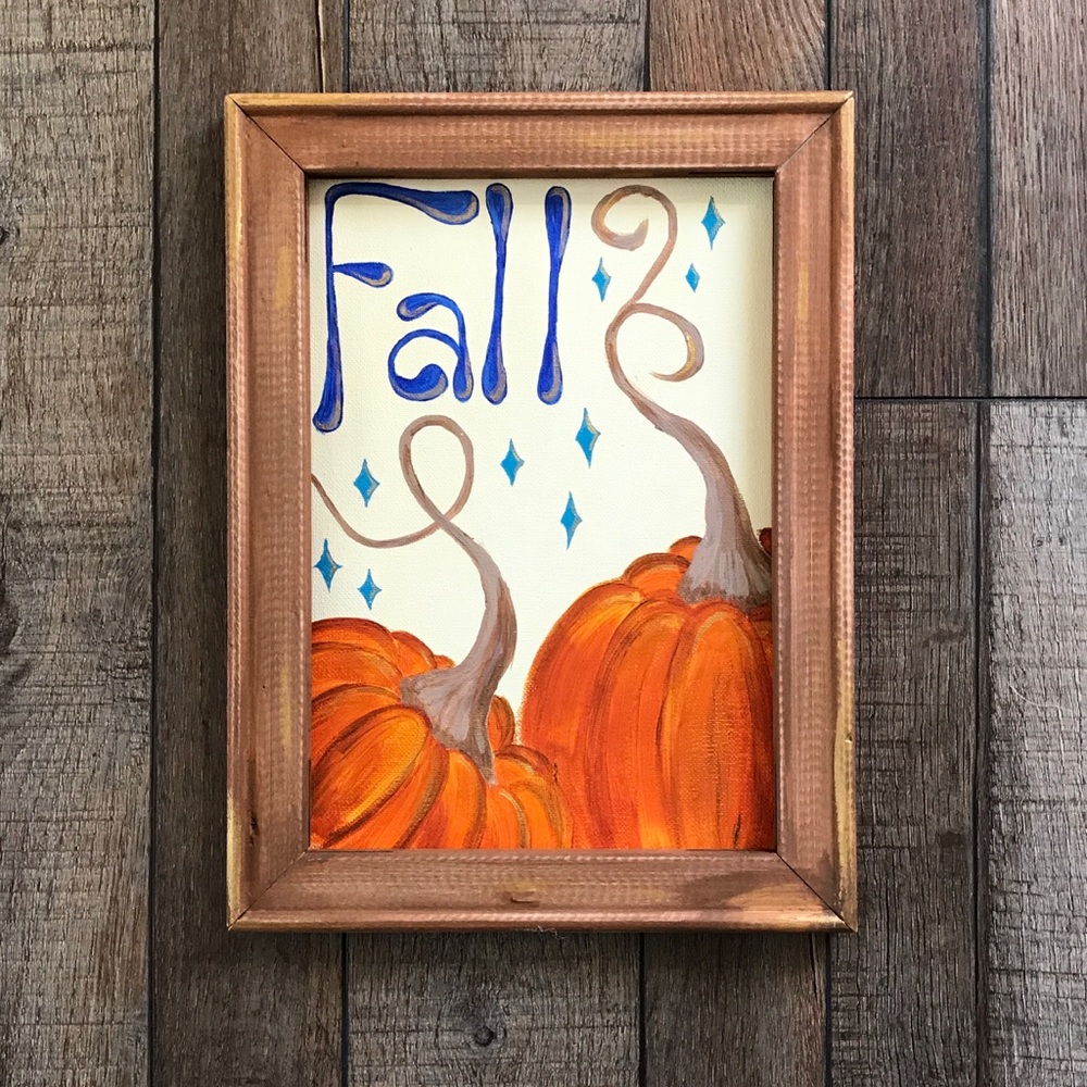Framed canvas fall painting